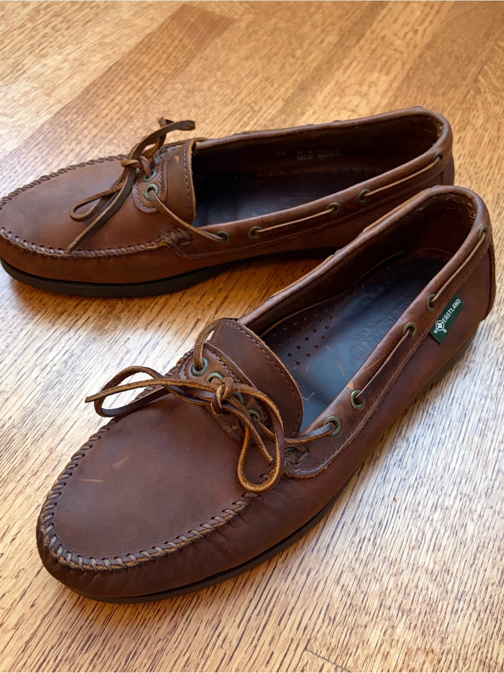 VTG Eastland Yarmouth Camp Moc Shoes Men's 11 D Brown Leather Made USA Loafers